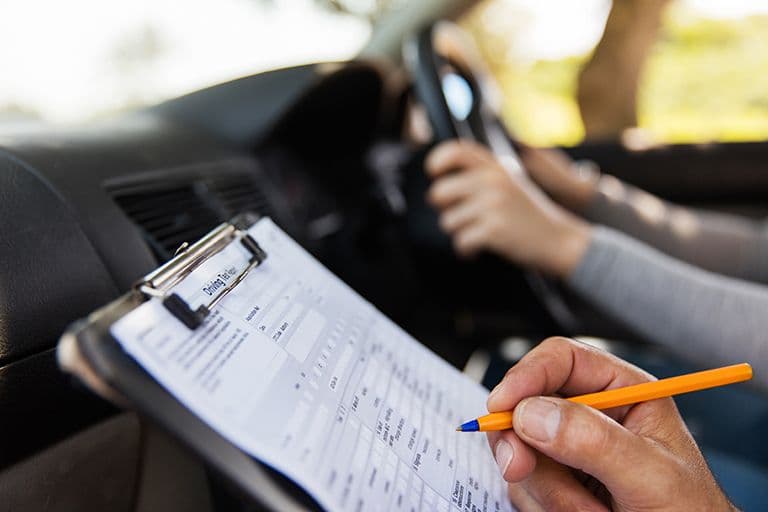 Student entering the exam center