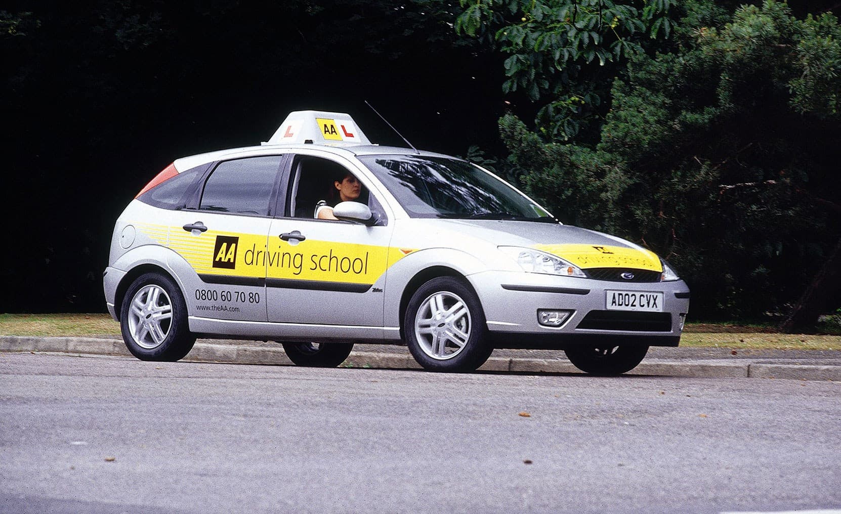 Car on a road during a driving test