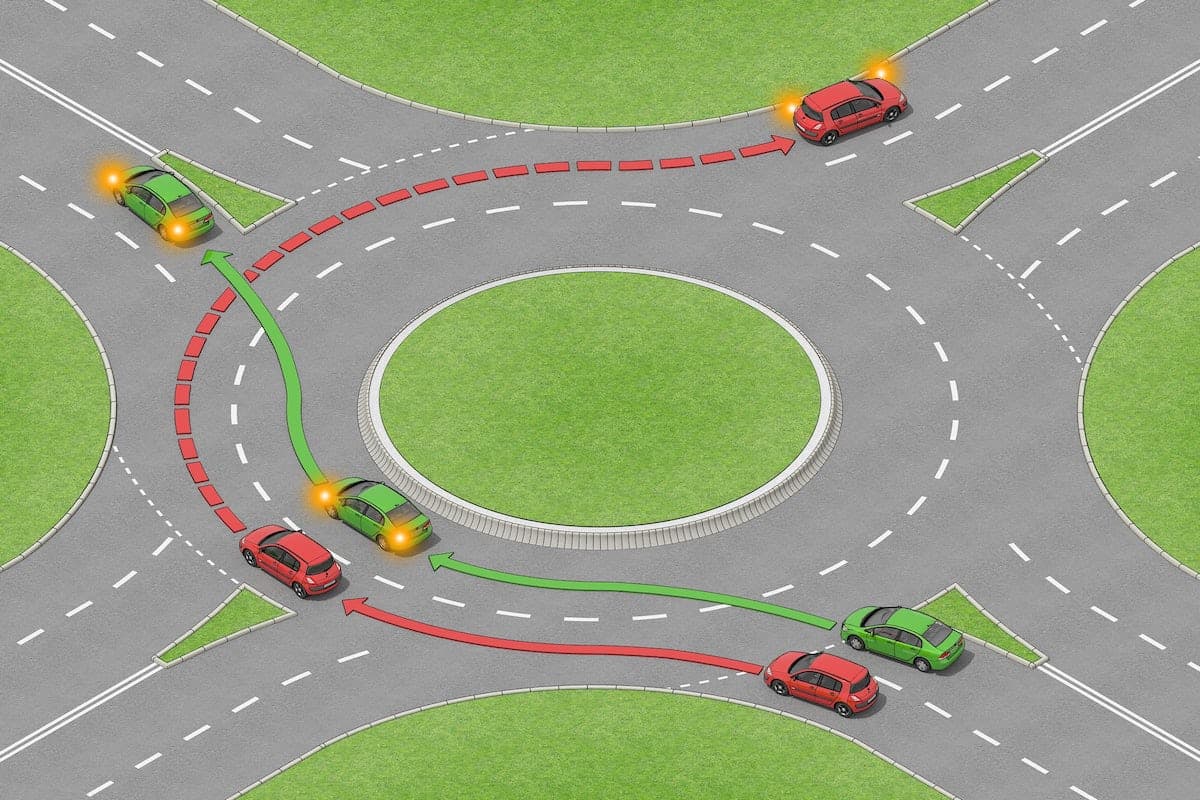 A car approaching a roundabout