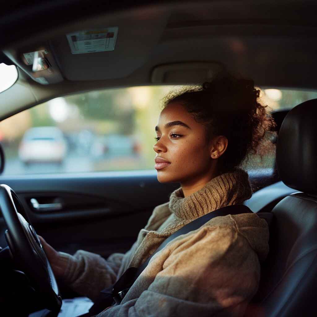 A calm driver preparing for their driving test.