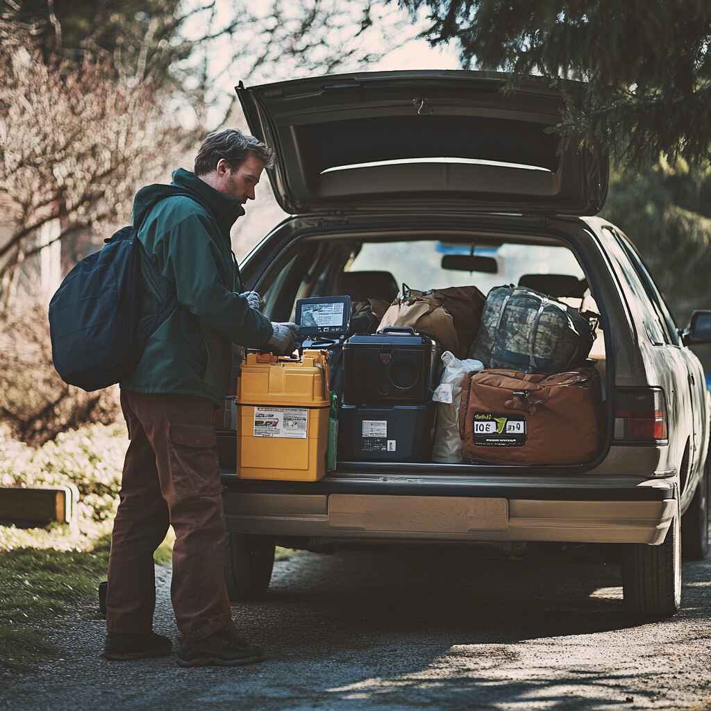 A driver preparing a vehicle for a long-distance journey.
