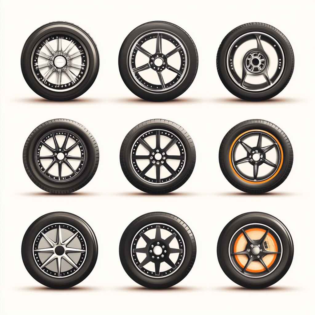 An image showing different tire types with speed ratings displayed.